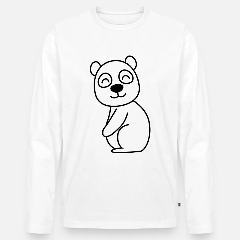 Panda Comic Tier - Männer Premium Bio Langarmshirt - Weiß