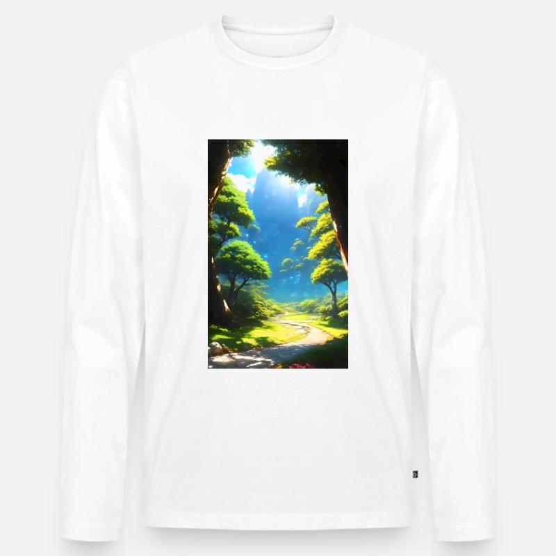 Anime Traumwelt Landschaft - Männer Premium Bio Langarmshirt - Weiß