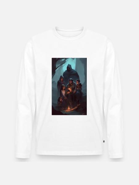 Dunkle Fantasy-Familiengeschichten - Männer Premium Bio Langarmshirt - Weiß