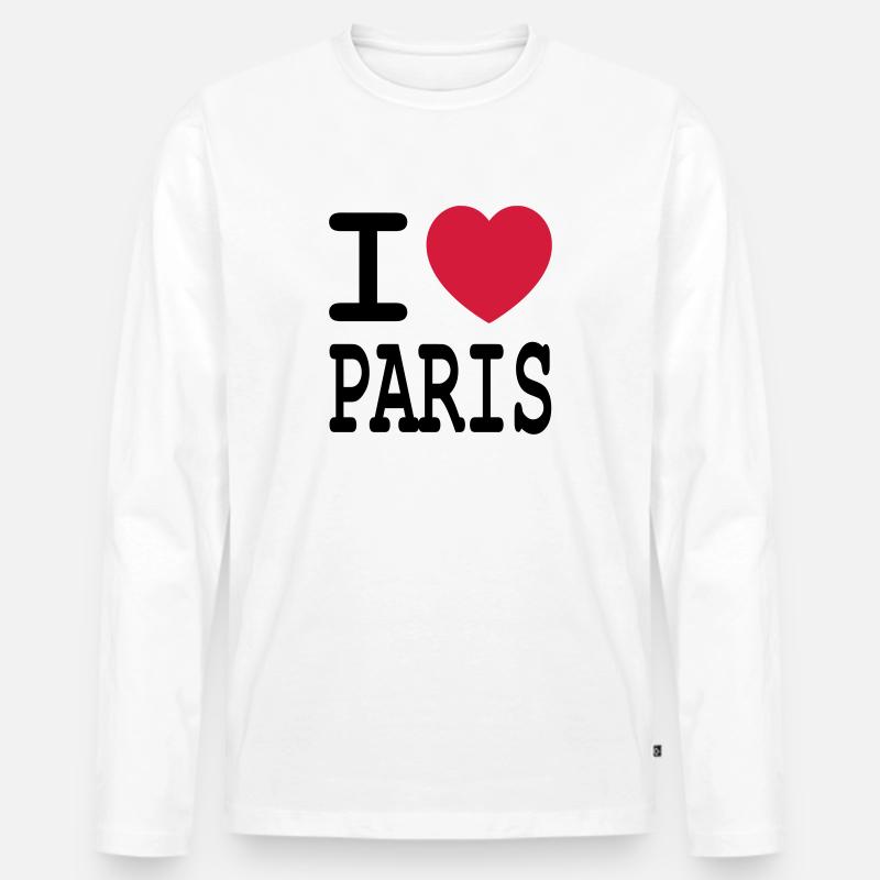Ich liebe Paris - Männer Premium Bio Langarmshirt - Weiß