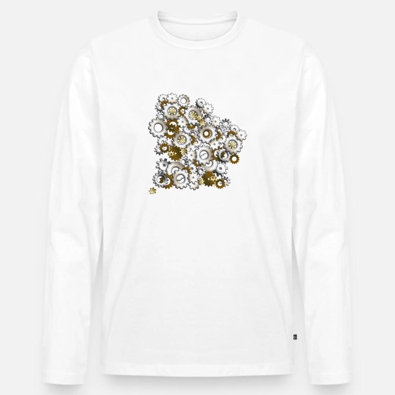 Steampunk Zahnräder - Männer Premium Bio Langarmshirt - Weiß