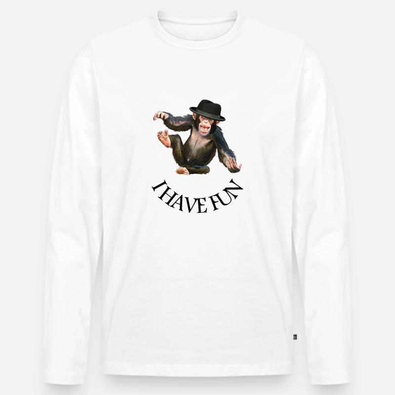Affe Affen Affengesicht - Männer Premium Bio Langarmshirt - Weiß