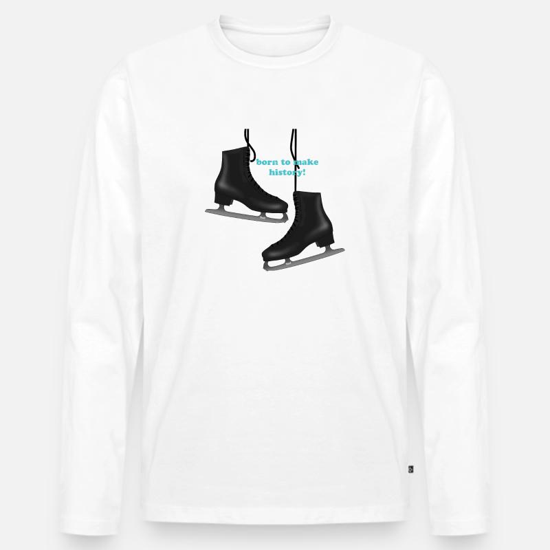 Eiskunstlauf Schlittschuhe - Männer Premium Bio Langarmshirt - Weiß