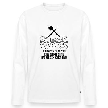 Steak Wars - Männer Premium Bio Langarmshirt - Weiß - Vorne - Nico (187cm)