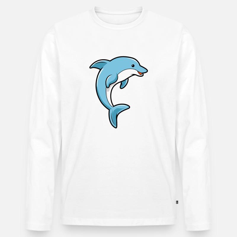 Delfin - Delphin - Männer Premium Bio Langarmshirt - Weiß