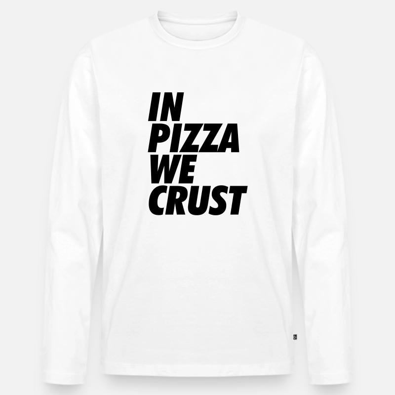 Pizza - Männer Premium Bio Langarmshirt - Weiß