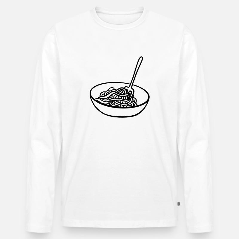 Teller Spaghetti - Männer Premium Bio Langarmshirt - Weiß