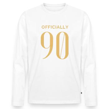 Officiellement 90 90e anniversaire - T-shirt manches longues Premium bio Homme - blanc - Devant - Nico (187cm)