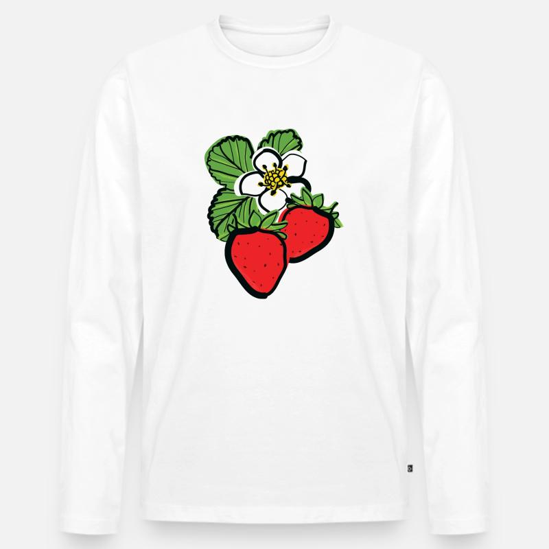 Erdbeeren Früchte - Männer Premium Bio Langarmshirt - Weiß