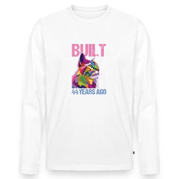 44ème anniversaire Chat Vintage Cadeau - T-shirt manches longues Premium bio Homme - blanc - Devant - Nico (187cm)