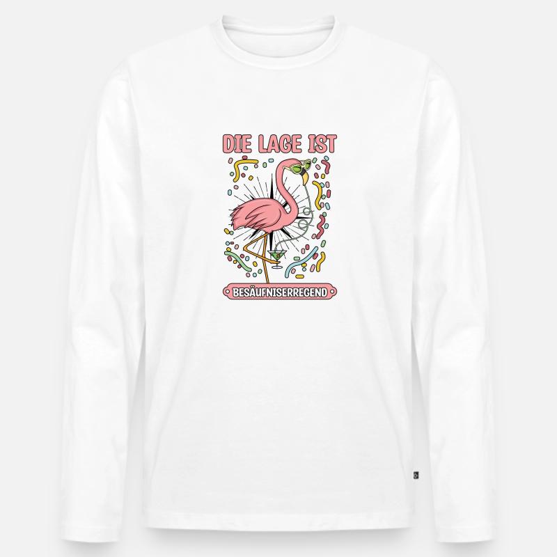 Flamingo Rosa - Männer Premium Bio Langarmshirt - Weiß