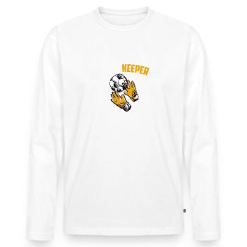 I Am A Keeper - Fußball Torwart - Männer Premium Bio Langarmshirt - Weiß - Vorne - Nico (187cm)