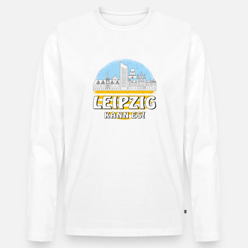 LEIPZIG KANN ES - Männer Premium Bio Langarmshirt - Weiß