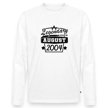 legendär seit August 2004 Sprüche - Männer Premium Bio Langarmshirt - Weiß - Vorne - Nico (187cm)