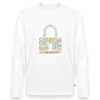 Cybersécurité Wordcloud Cadenas - T-shirt manches longues Premium bio Homme - blanc - Devant - Nico (187cm)