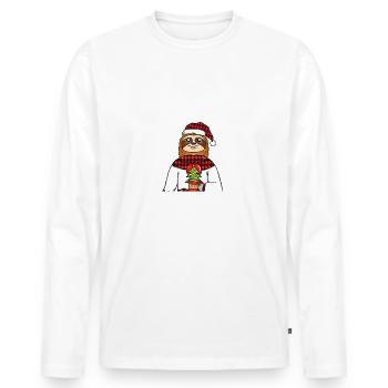 Ich bin nicht Faul Faultier Weihnachtsmarkt - Männer Premium Bio Langarmshirt - Weiß - Vorne - Nico (187cm)
