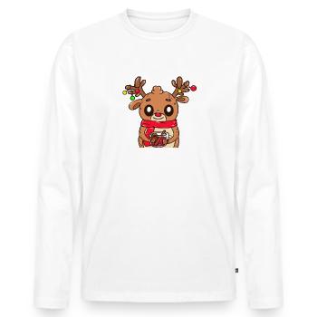 Zu Glühwein sag ich nicht nein Weihnachtsmarkt - Männer Premium Bio Langarmshirt - Weiß - Vorne - Nico (187cm)