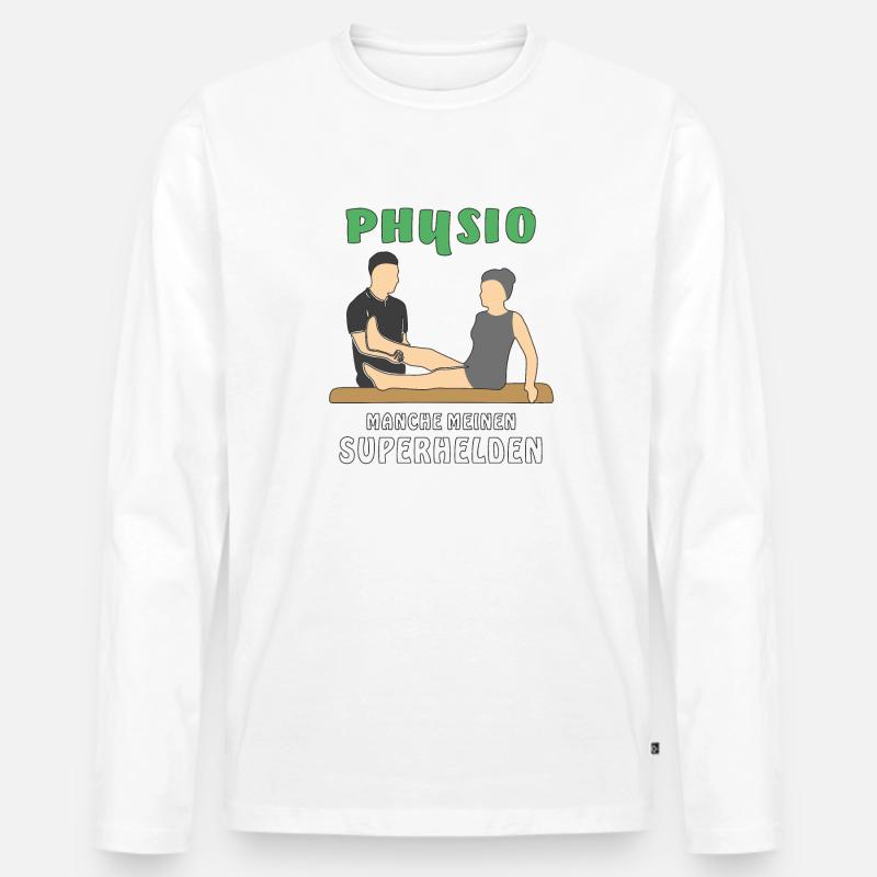 PHYSIO MANCHE MEINEN SUPERHELDEN - Männer Premium Bio Langarmshirt - Weiß