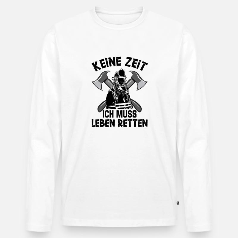 Feuerwehrfrau - Männer Premium Bio Langarmshirt - Weiß