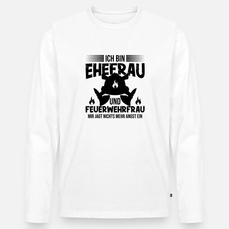 Feuerwehrfrau - Männer Premium Bio Langarmshirt - Weiß