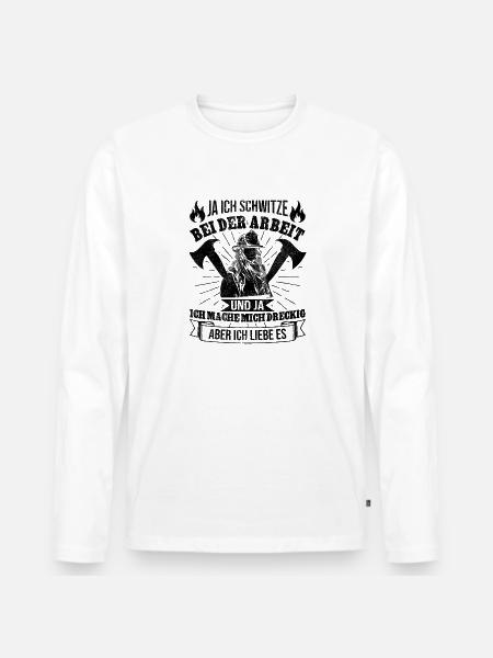 Feuerwehrfrau - Männer Premium Bio Langarmshirt - Weiß