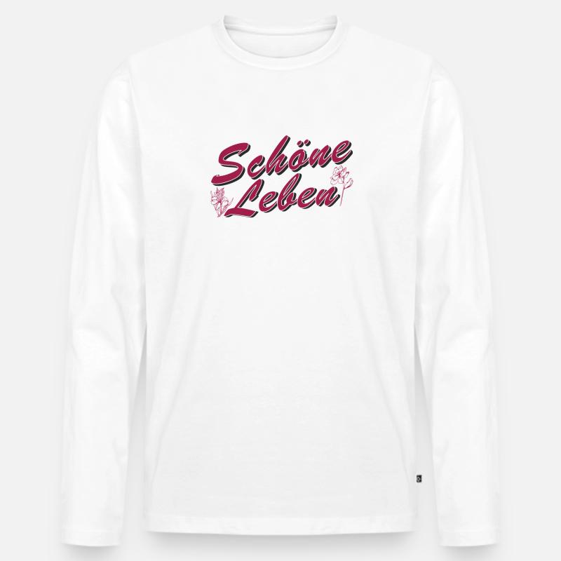 SCHÖNE LEBEN - Männer Premium Bio Langarmshirt - Weiß