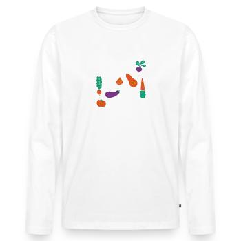 La vraie nourriture a de la boue pas du sang, drôle de végétarien - T-shirt manches longues Premium bio Homme - blanc - Devant - Nico (187cm)