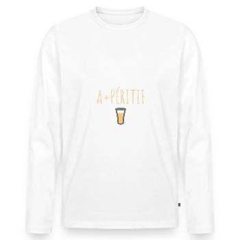 Mon groupe sanguin c’est Apéritif cadeau humour - T-shirt manches longues Premium bio Homme - blanc - Devant - Nico (187cm)