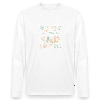 Facilement distrait par de beaux récifs biologiste marin - T-shirt manches longues Premium bio Homme - blanc - Devant - Nico (187cm)
