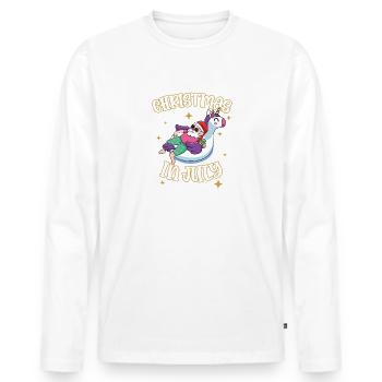 Lustiges Weihnachtsmann Weinachten im Juli - Männer Premium Bio Langarmshirt - Weiß - Vorne - Nico (187cm)
