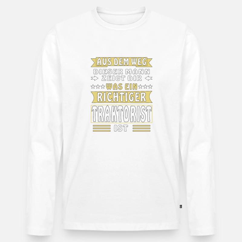 WAS EIN RICHTIGER TRAKTORIST IST - Männer Premium Bio Langarmshirt - Weiß