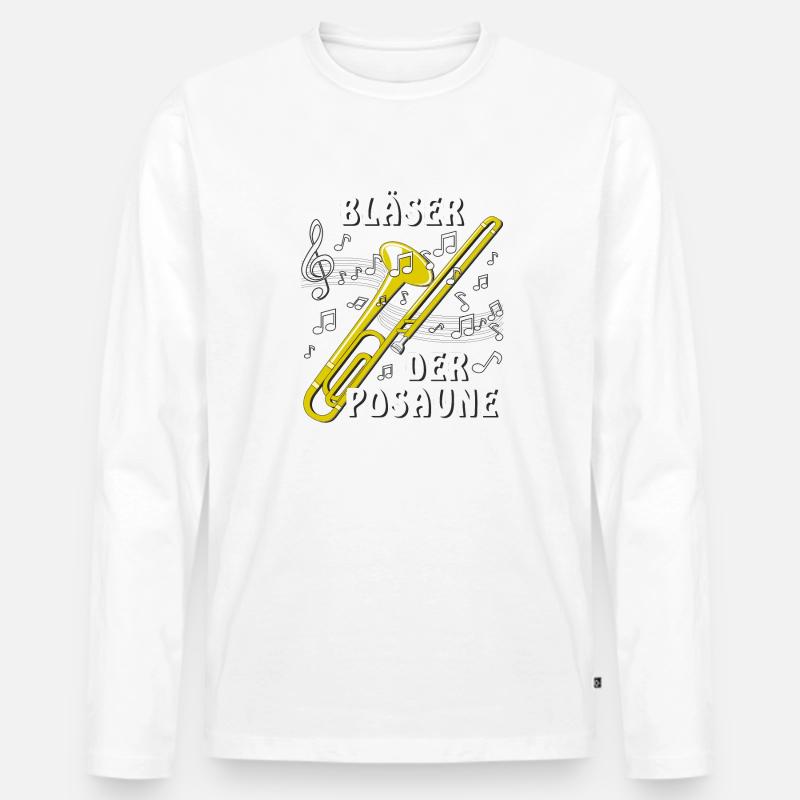 BLÄSER DER POSAUNE - Männer Premium Bio Langarmshirt - Weiß