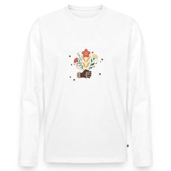 Black Pride My Roots Run Deep, Black History - Men's Premium Organic Long Sleeve Shirt - white - Front - Nico (187cm)