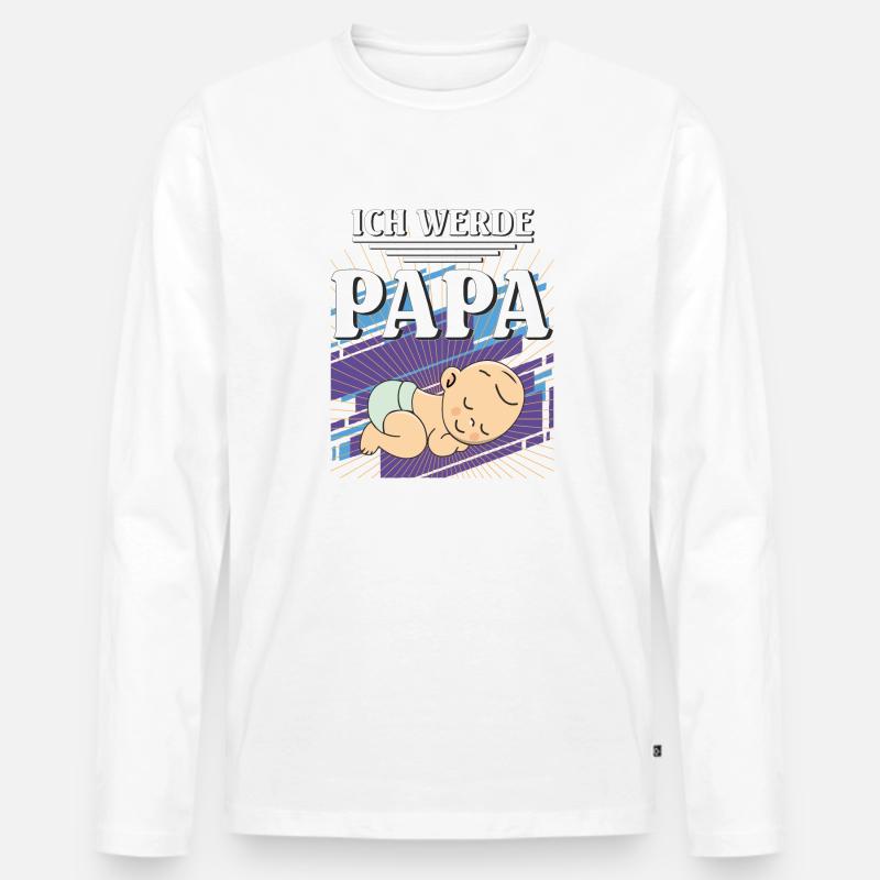 ICH WERDE PAPA - Männer Premium Bio Langarmshirt - Weiß