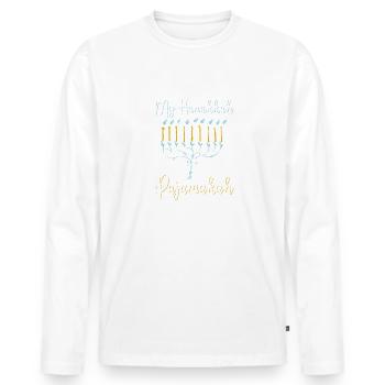 My Hanukkah Pajamakah - Menorah Lights Hanukkah - T-shirt manches longues Premium bio Homme - blanc - Devant - Nico (187cm)
