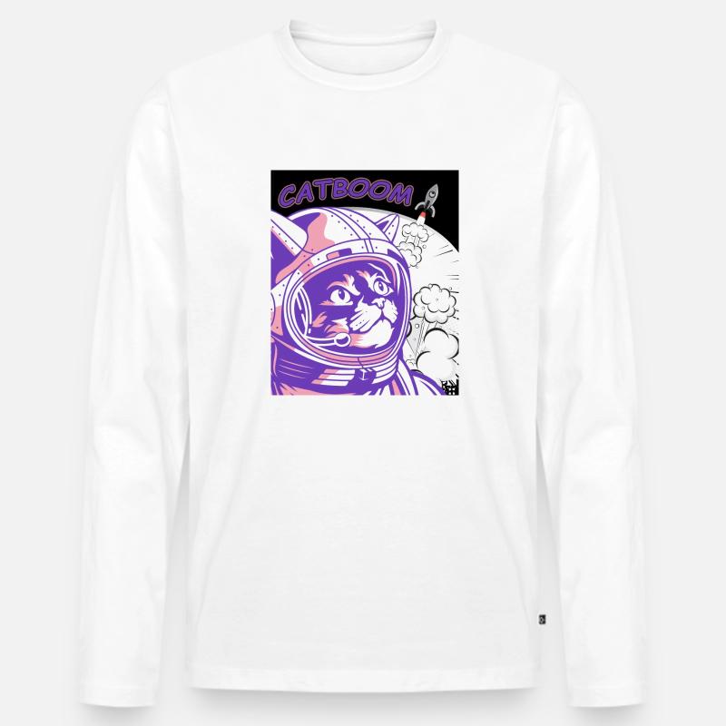 CATBOOM Comic Book Space Katzenexplosion - Männer Premium Bio Langarmshirt - Weiß