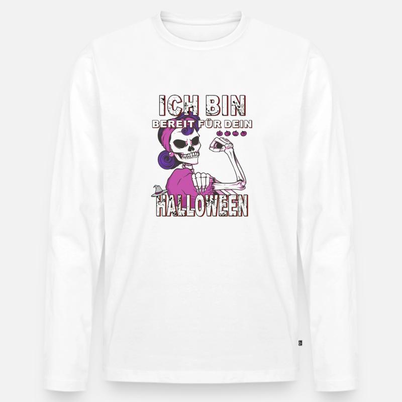 HALLOWEEN - Männer Premium Bio Langarmshirt - Weiß