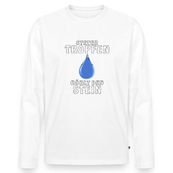 STETER TROPFEN HÖHLT DEN STEIN - Männer Premium Bio Langarmshirt - Weiß - Vorne - Nico (187cm)