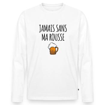 Jamais sans ma rousse - T-shirt manches longues Premium bio Homme - blanc - Devant - Nico (187cm)