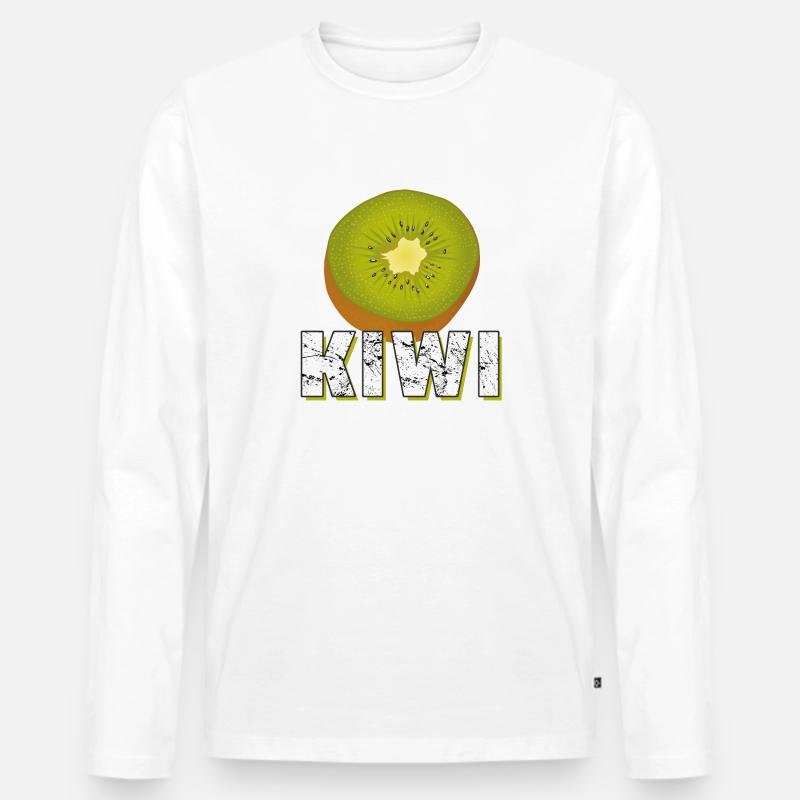 KIWI - Männer Premium Bio Langarmshirt - Weiß