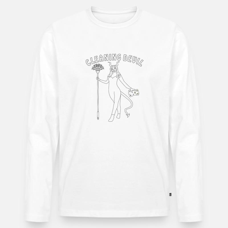 CLEANING DEVIL - Männer Premium Bio Langarmshirt - Weiß