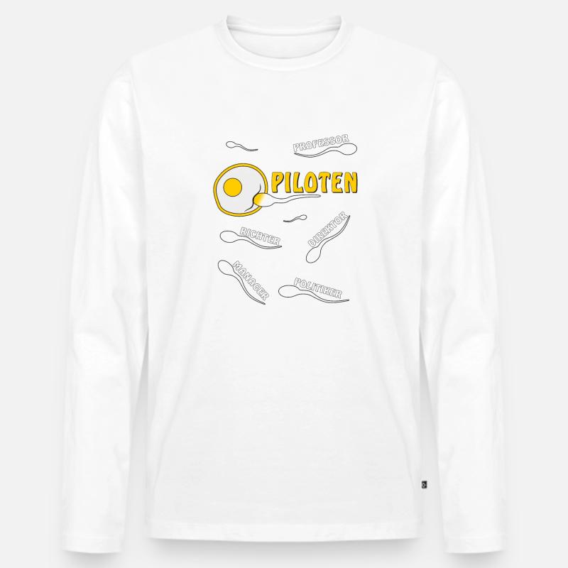 PILOTEN - Männer Premium Bio Langarmshirt - Weiß