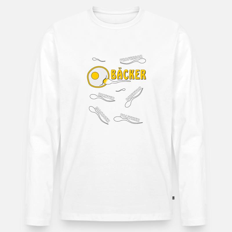 BÄCKER - Männer Premium Bio Langarmshirt - Weiß