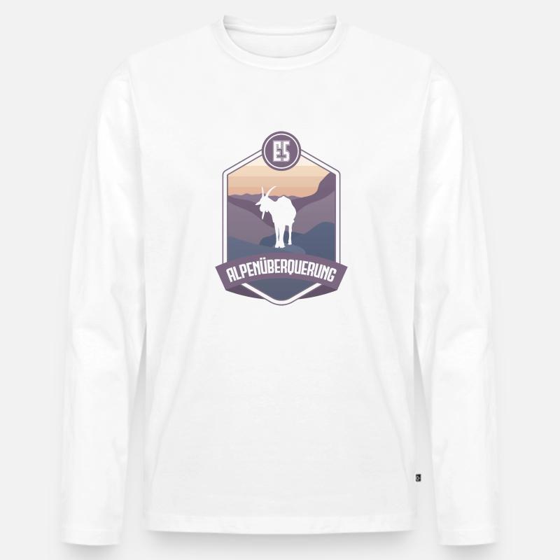 E5 - Alpine Crossing - Männer Premium Bio Langarmshirt - Weiß