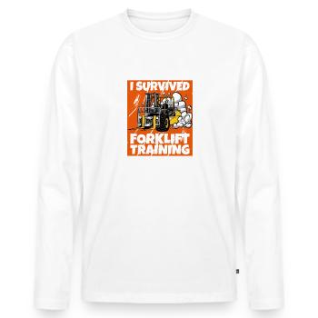 I Survived Forklift Training, New Forklift - Men's Premium Organic Long Sleeve Shirt - white - Front - Nico (187cm)