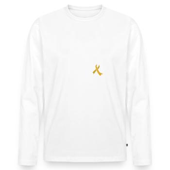 Escouade de soutien, Ruban d’or cancer des enfants - T-shirt manches longues Premium bio Homme - blanc - Devant - Nico (187cm)