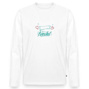 Only The Truly Gifted Overcome It, Linkshänder - Männer Premium Bio Langarmshirt - Weiß - Vorne - Nico (187cm)