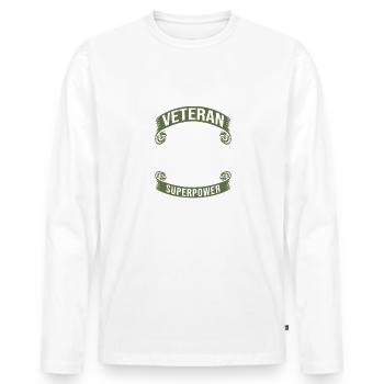 I'm A Veteran What's Your Superpower, Veteran - Männer Premium Bio Langarmshirt - Weiß - Vorne - Nico (187cm)