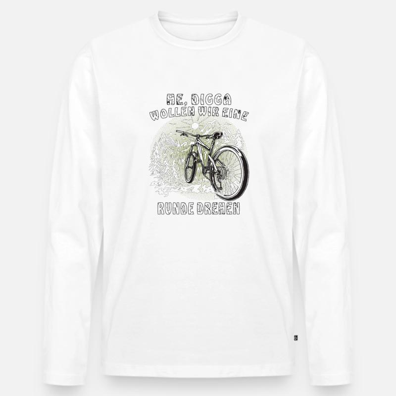 FAHRRAD HE DIGGA - Männer Premium Bio Langarmshirt - Weiß