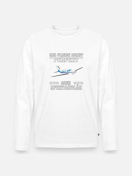 FLUGZEUG ICH FLIEGEE NICHT PERFEKT ABER SPEKTA - Männer Premium Bio Langarmshirt - Weiß